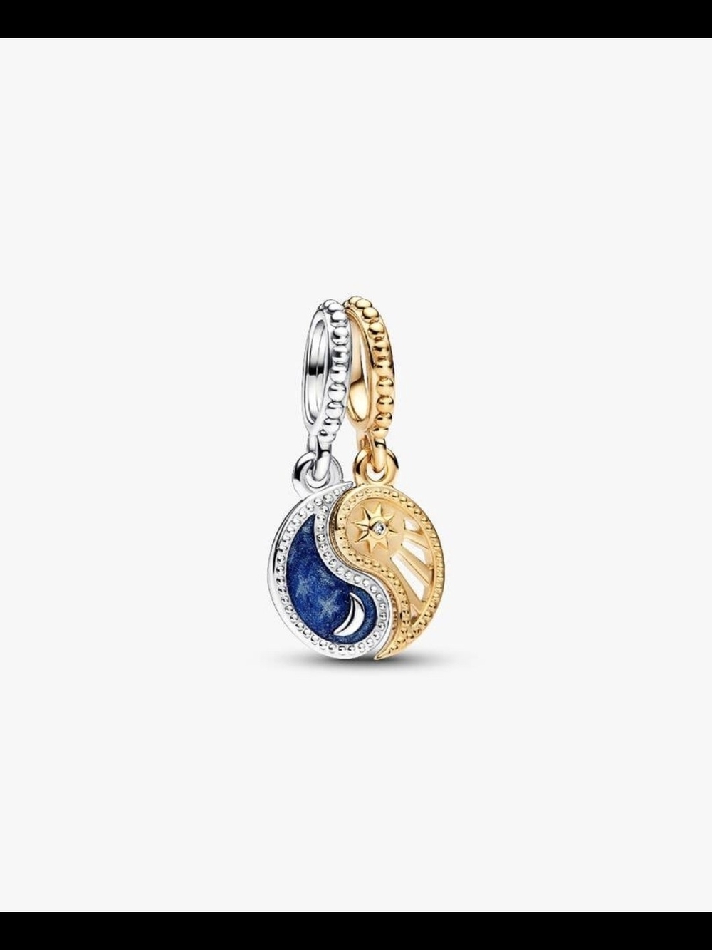 Pandora Two-tone Splittable Sun & Moon Dangle Charm Sterling silver